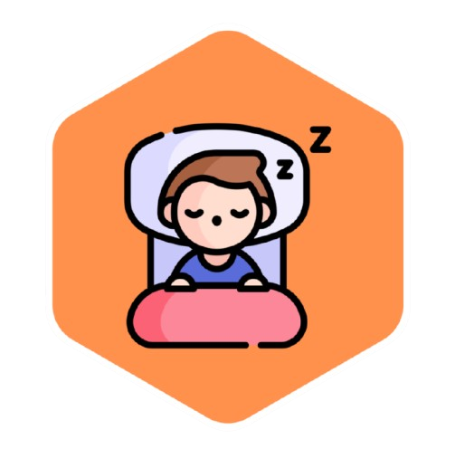Illustration of a person sleeping peacefully in bed, symbolizing rest and relaxation