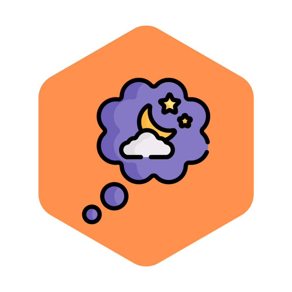 Dream icon with moon, stars, and cloud in thought bubble