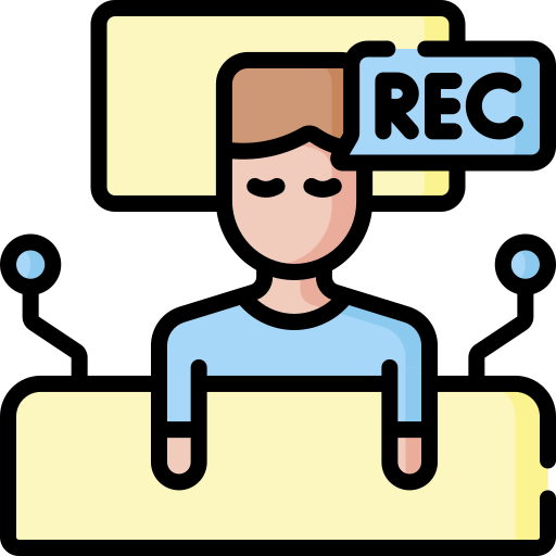 Person sleeping with recording icon, symbolizing dream tracking or sleep monitoring technology