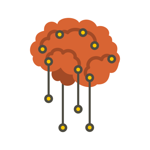 Artificial intelligence brain icon with connected nodes representing neural networks and machine learning technology