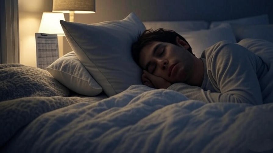 Person sleeping with elevated head and sleep schedule chart for consistent rest after wisdom teeth removal