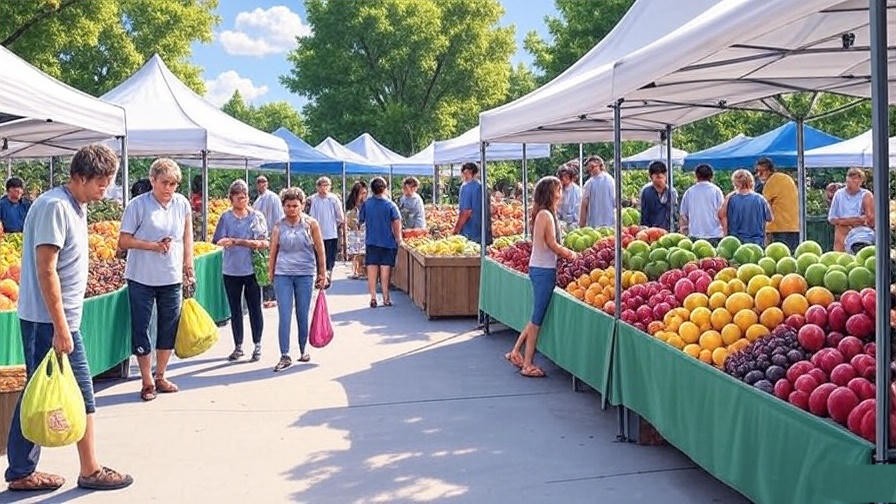 Vibrant Happy Valley Gloucester farmers market with fresh produce and community