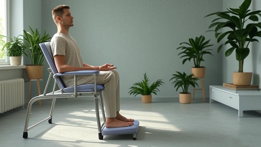 Tall person using Alexia Meditation Seat with adjustable backrest in a meditation corner.