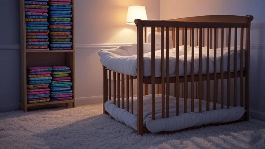 Cozy nursery with crib and infant sleep books for a restful environment