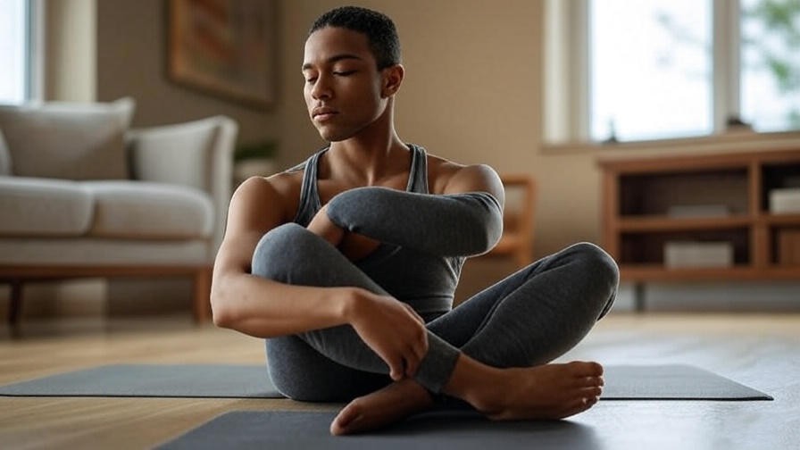 Person doing seated spinal twist and cat-cow stretches after chair nap for relaxation