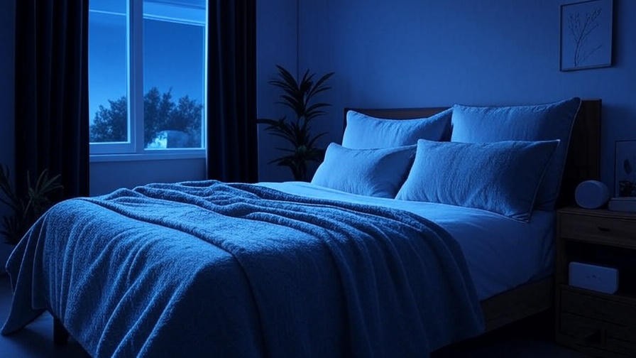 Cozy bedroom with blackout curtains and white noise machine for better sleep