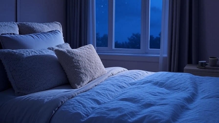Tranquil bedroom with cozy bed and starry night sky for better sleep quality.