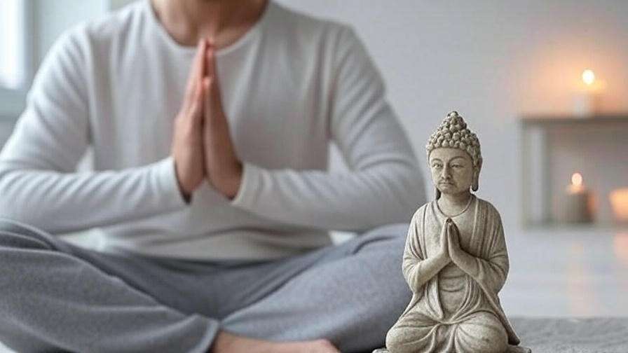 Person meditating in front of a meditating Buddha figurine with candles.