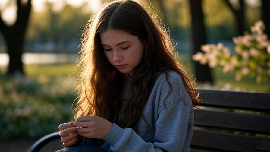 Teen practicing reality testing in a park for lucid dreaming techniques