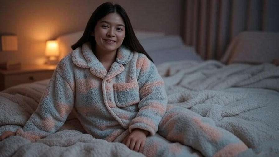 Person in cozy sleepwear on a bed for a restful night