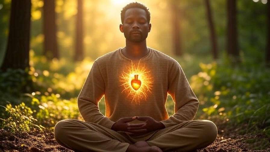Person practicing loving-kindness meditation with a warm glow symbolizing compassion and peace