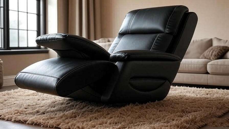 Modern recliner sleeper chair in zero-gravity position for ergonomic sleep support in a cozy living room
