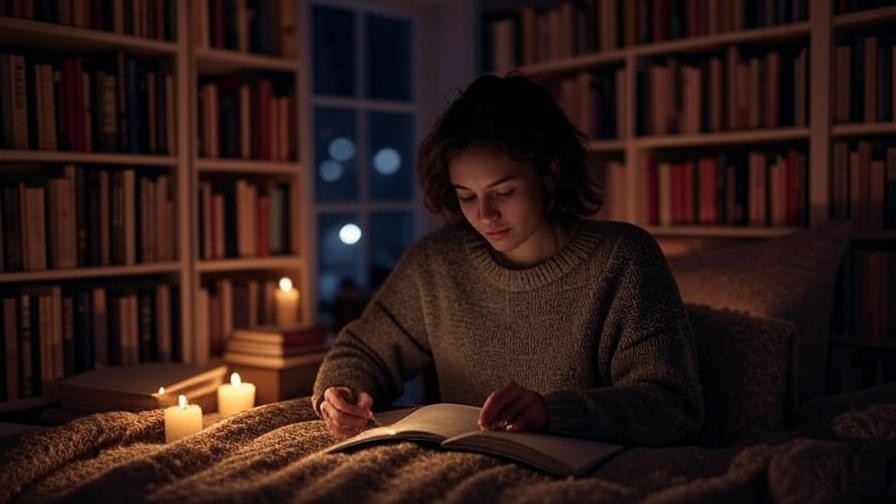 Person journaling by candlelight for dream interpretation and self-reflection