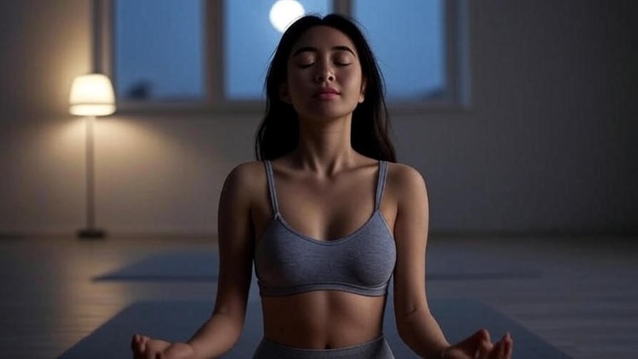 Woman meditating in a sleep bra for relaxation and better sleep