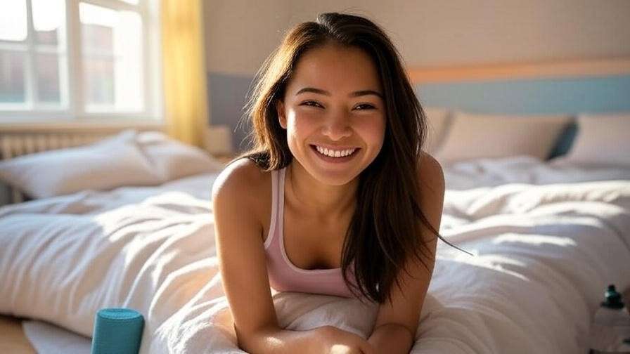 Vibrant lifestyle image of a refreshed person waking up in a bright bedroom, symbolizing improved sleep and health after addressing a deviated septum and sleep apnea.
