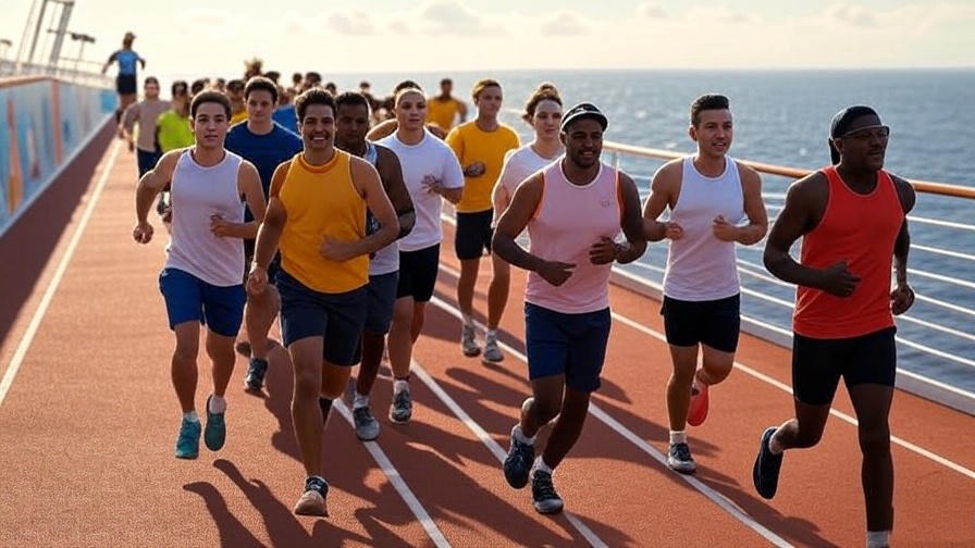 Guests jogging on Disney Dream Cruise running track with ocean view for physical wellness.