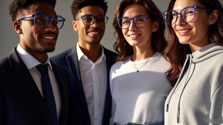 Dream Himax K2617 glasses styled with business suit, casual jeans, and athleisure wear.