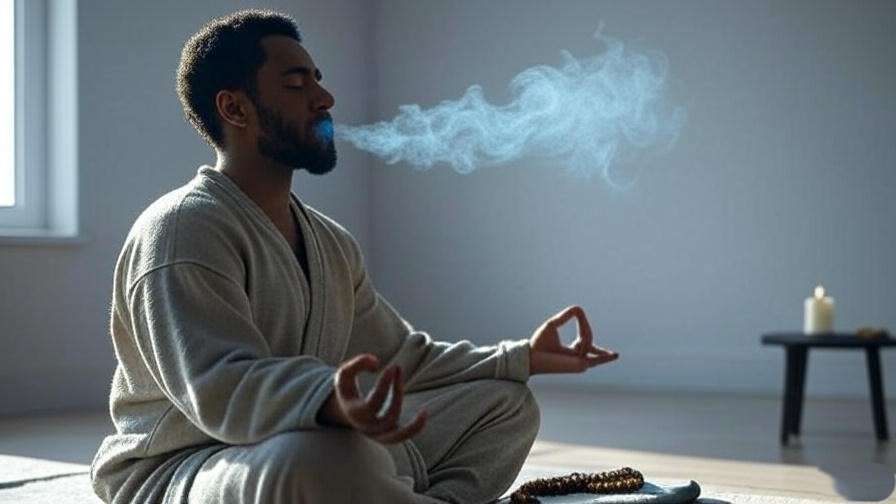Person practicing advanced meditation with breathwork and mala beads