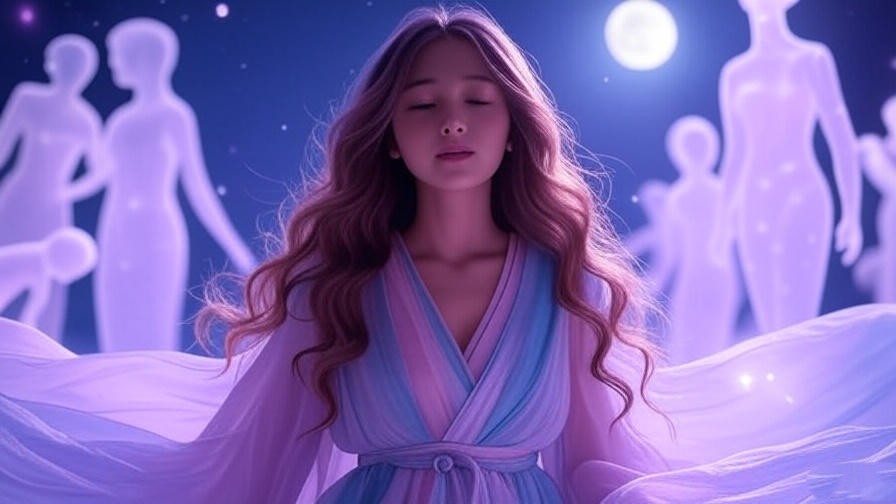 Woman practicing lucid dreaming with gyaru-inspired dream visuals.