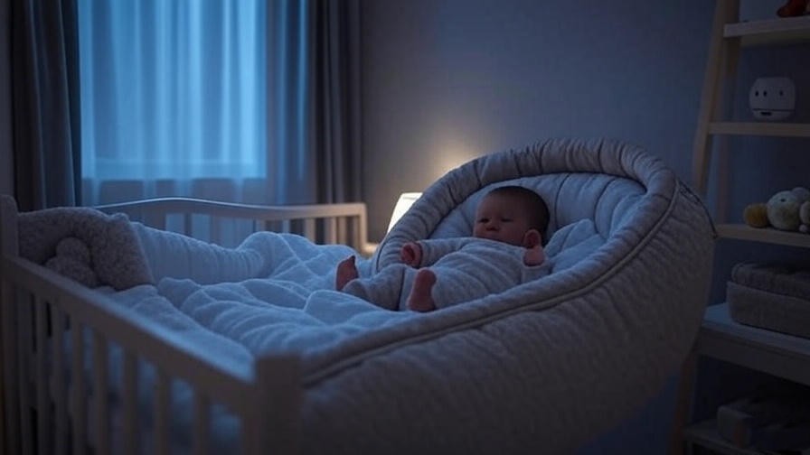 Sleep-friendly nursery with baby in Copper Pearl Sleep Sack and blackout curtains.