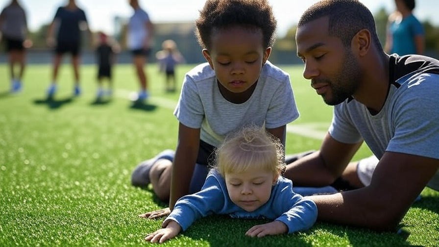 Athlete and child doing grounding breath on Big League Dreams Manteca field.