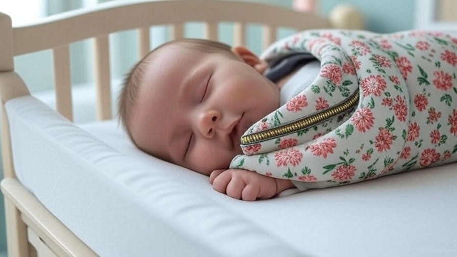 Baby sleeping in Copper Pearl Sleep Sack with floral pattern and two-way zipper in a safe crib.
