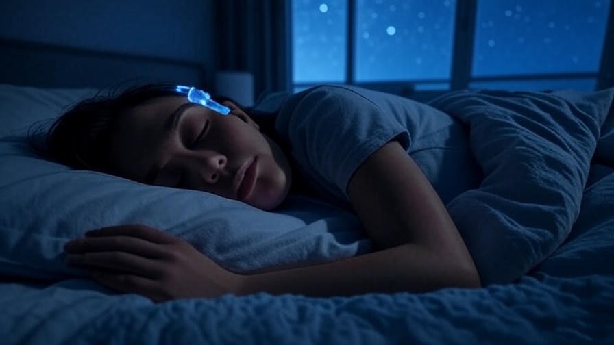 Illustration of a person sleeping peacefully with a visualized clear airway, representing sleep apnea relief.