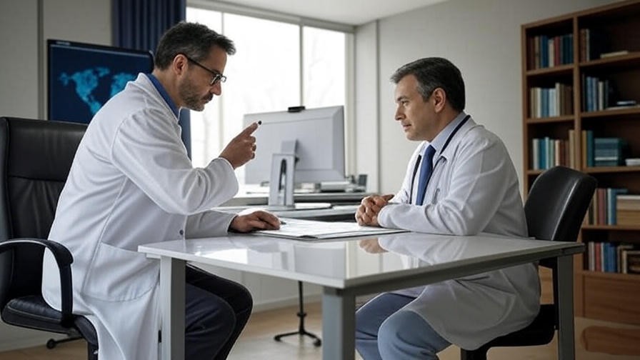 Doctor and patient discussing hip pain relief solutions for side sleepers