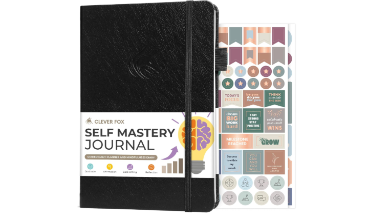 Clever Fox Self Mastery Journal – Guided Daily Reflection & Self Improvement Journal with Prompts – Journaling Notebook for Women & Men (Black) 