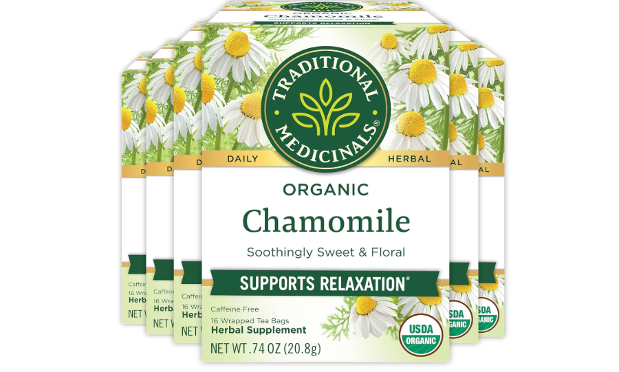 Traditional Medicinals Tea, Organic Chamomile, Calming, Calms Your Nerves, Supports Healthy Digestion, 96 Tea Bags (6 Pack) 