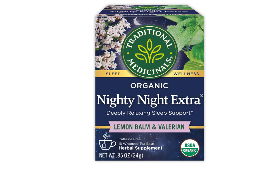 Traditional Medicinals Organic Nighty Night Extra Tea With Valerian Root for Relaxation, 16 Tea Bags (Pack of 1) 
