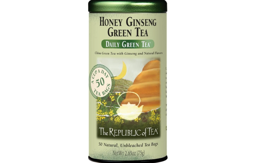 The Republic of Tea - Honey Ginseng Green Tea, 50 Tea Bags, Tin | Flavored Gourmet Tea | Caffeinated 