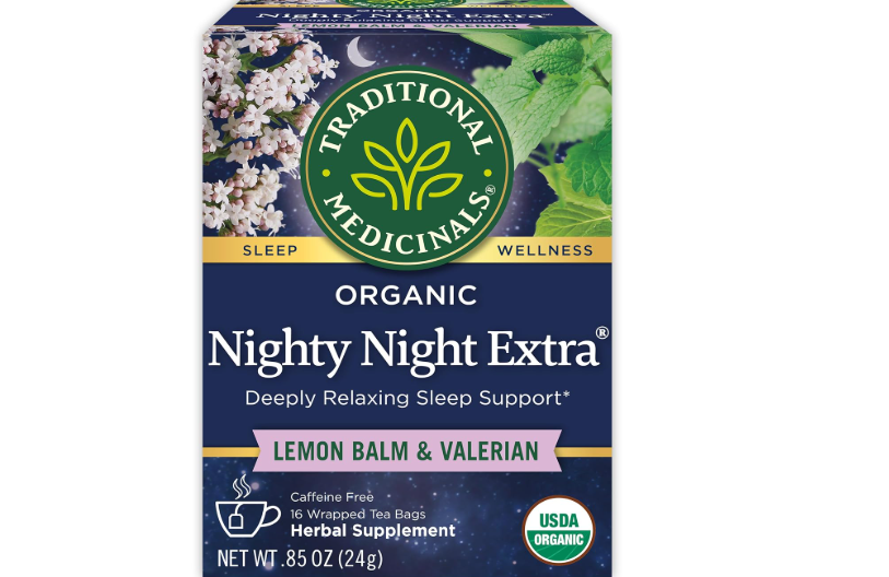 Traditional Medicinals Organic Nighty Night Extra Tea With Valerian Root for Relaxation, 16 Tea Bags (Pack of 1) 