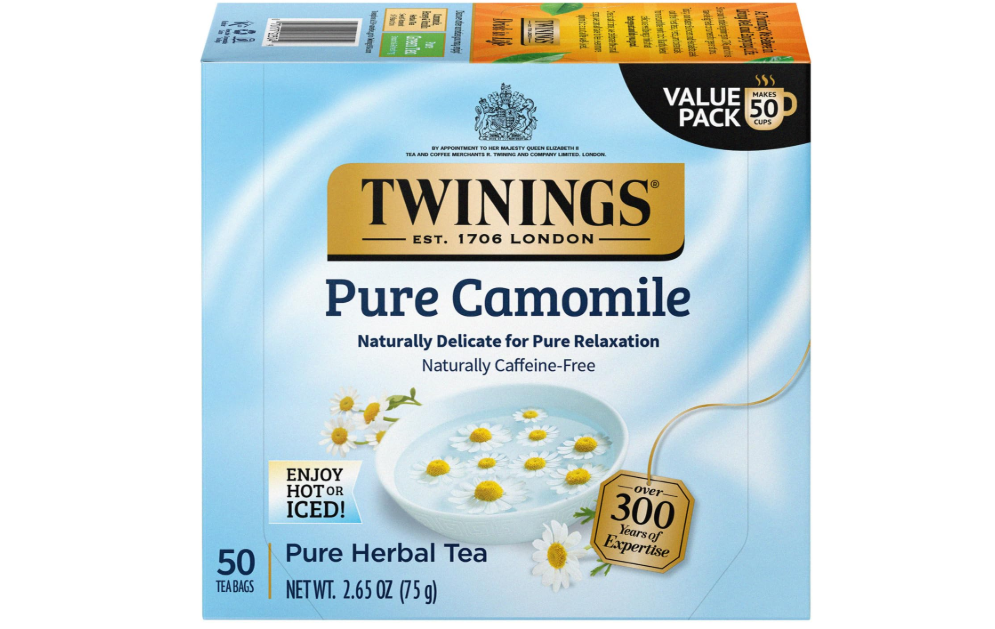 Twinings Pure Camomile Herbal Tea - Naturally Caffeine-Free Camomile Tea Bags Individually Wrapped, 50 Count Ea 