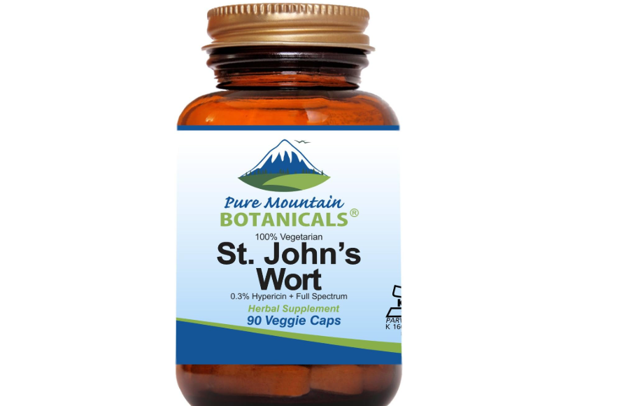 Pure Mountain Botanicals St. John's Wort Capsules with 450mg Formula of Organic Herb and St John's Wort Extract Supplement 