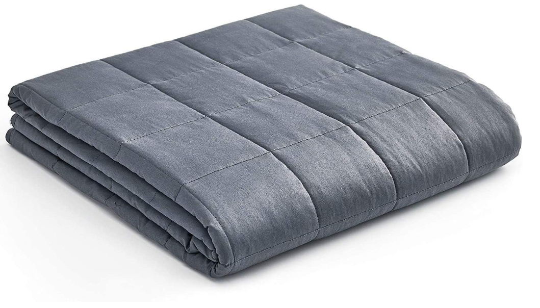 YnM Oeko-Tex Certified Premium 80 x 87 Inch 30 Pound 2 Person Cotton Calming Heavy Weighted Blanket with Duvet for Queen & King Beds, Dark Grey 