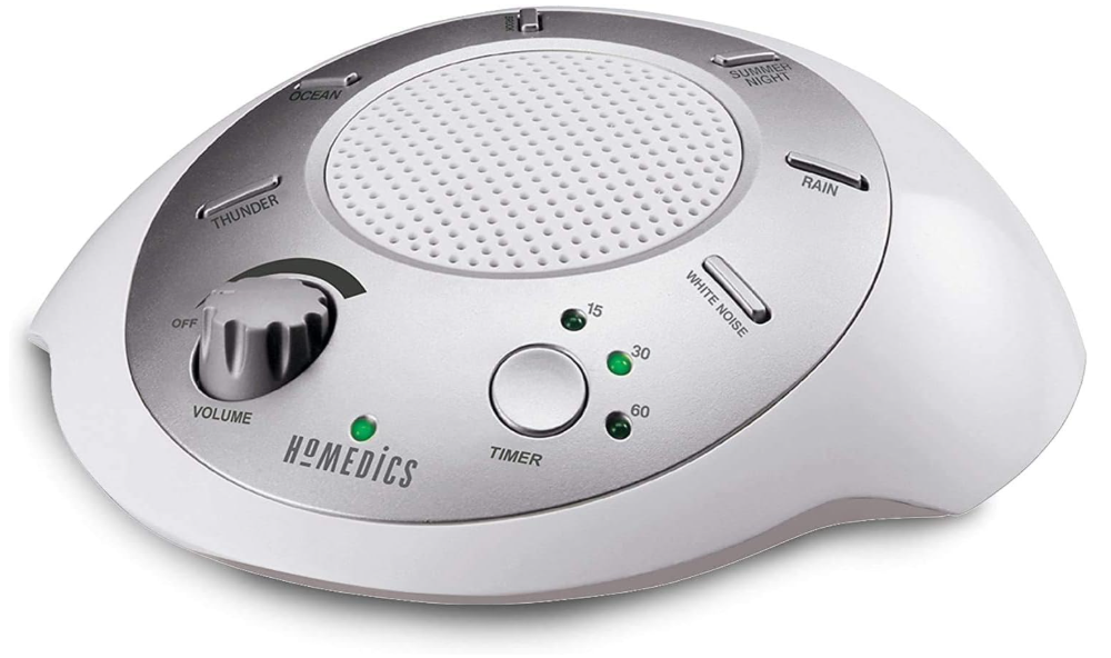 Homedics SoundSleep White Noise Sound Machine, Silver, Small Travel Sound Machine with 6 Relaxing Nature Sounds, Portable Sound Therapy for Home, Office,... 