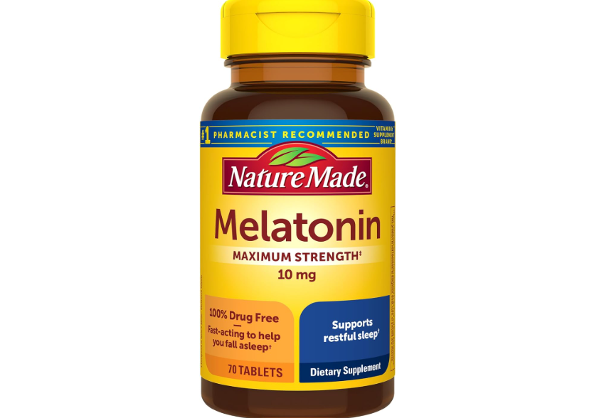 Nature Made Melatonin 10mg Maximum Strength Tablets, 100% Drug Free Sleep Aid for Adults, Melatonin for Adults, 70 Count, 70 Day Supply 