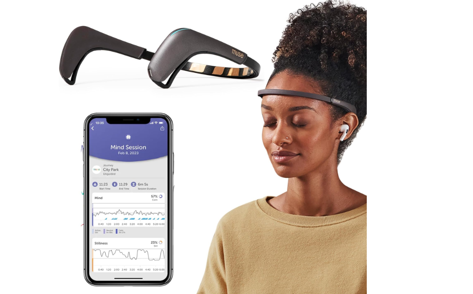 MUSE 2: The Brain Sensing Headband - EEG MUSE Headband Meditation Tracker and Monitor - Multi Sensor Biofeedback Devices for Home Use with Responsive Sound... 