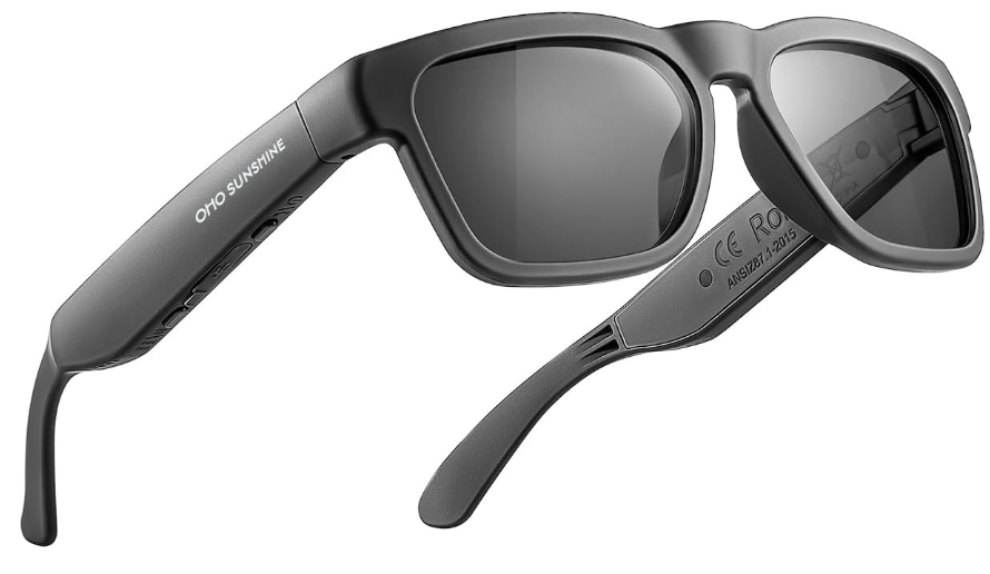 OhO Smart Glasses,Polarized Sunglasses with Bluetooth Speaker,Athletic/Outdoor UV Protection and Voice Control,Unisex (Grey Lens) 