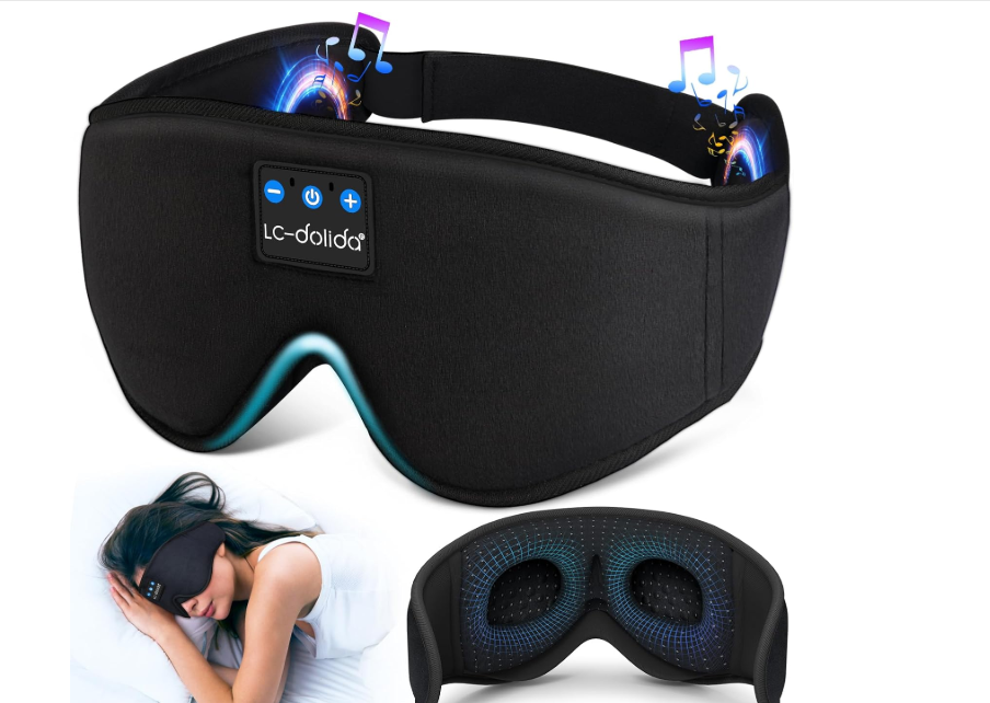 LC-dolida Sleep Headphones, 3D Sleep Mask Bluetooth Wireless Music Eye Mask, Sleeping Headphones for Side Sleepers Sleep Mask with Bluetooth Headphones... 