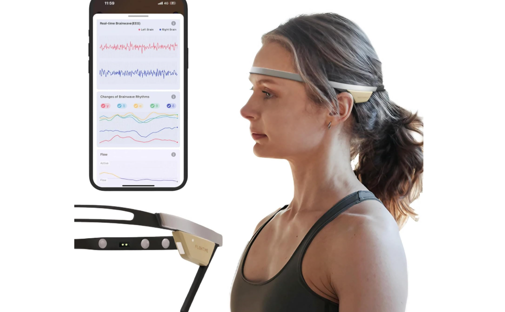 Flowtime: Biosensing Meditation Headband - Brain Tracker for Neurofeedback Training at Home - Heart Rate, Breath, HRV, Stress, Flow, Alpha, Theta, Beta,...
