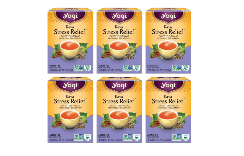 Yogi Tea - Kava Stress Relief (6 Pack) - Eases Tension and Promotes Relaxation - Caffeine Free - 96 Herbal Tea Bags
