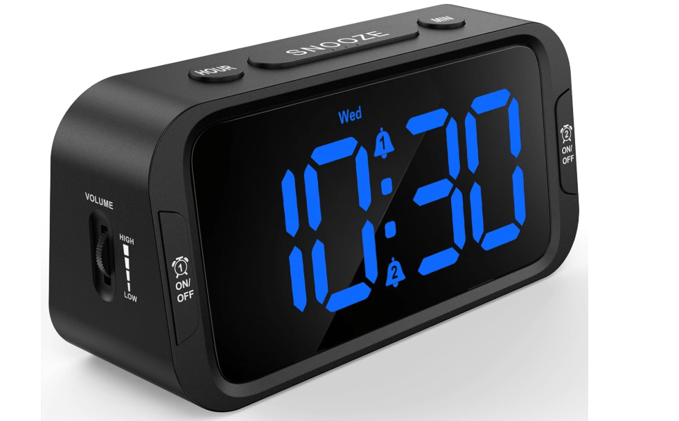 Odokee Digital Dual Alarm Clock for Bedroom, Easy to Set, 0-100% Dimmer, USB Charger, 5 Sounds Adjustable Volume, Weekday/Weekend Mode, Snooze, 12/24Hr,... 