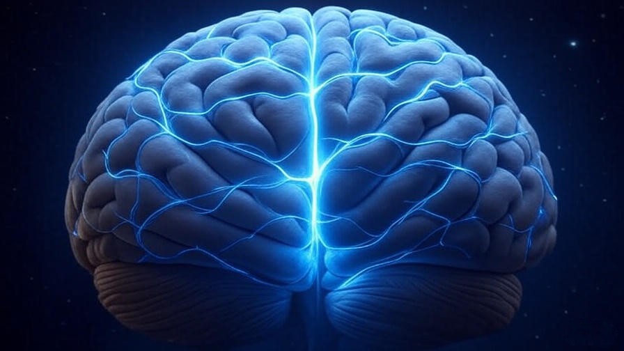 An artistic depiction of a brain with glowing pathways and waves, symbolizing the science of sleep and stress.
