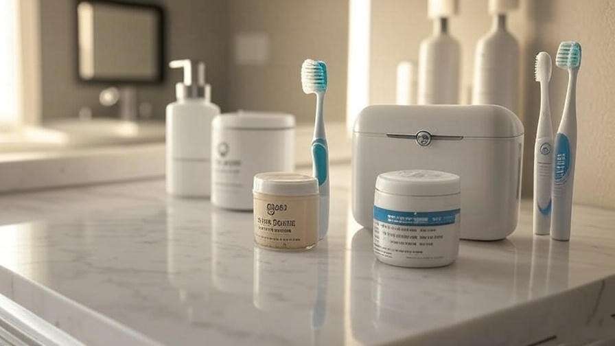 Dental guard maintenance setup with toothbrush and storage case.