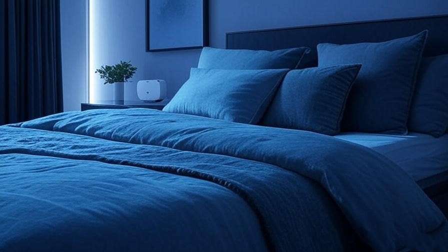 Cozy bedroom with blackout curtains and plush bedding for calm, calmful sleep.
