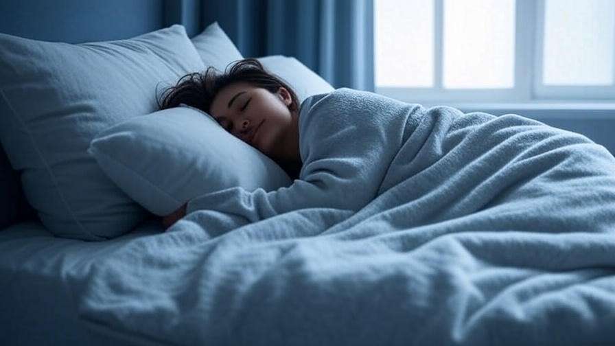 Person sleeping with head elevated on pillows for tooth extraction recovery.