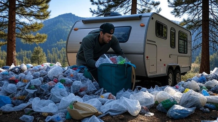 Camper practicing sustainable camping at Meditation Point Campground campsite.
