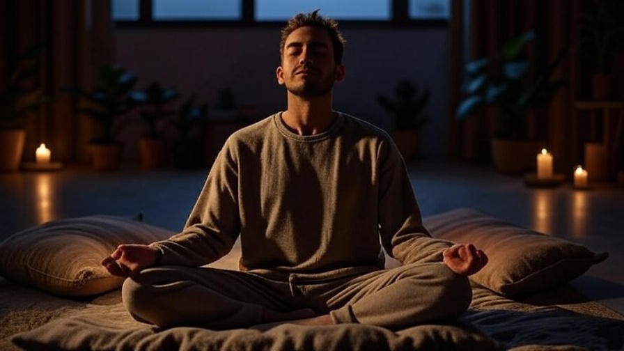 Person meditating with relaxed hands in a tranquil setting for holistic well-being.
